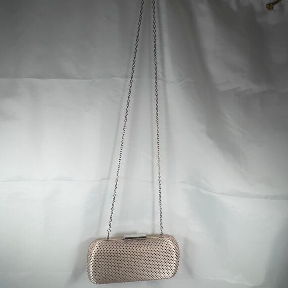 Charming Charlie RSVP Rose Colored Sequin Jeweled Hardcase Clutch Evening Bag - Picture 9 of 13